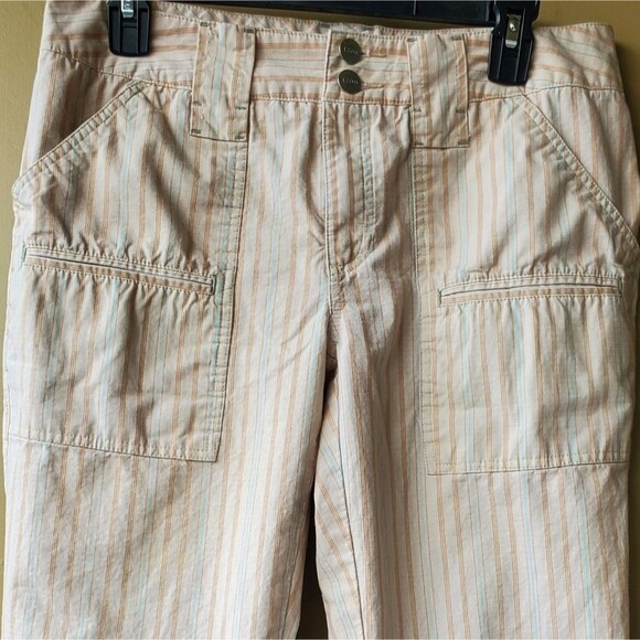 Womens Khaki low rise Izod Pinstriped Cargo Jean Pedal Pushers Capri Pants - Picture 4 of 9